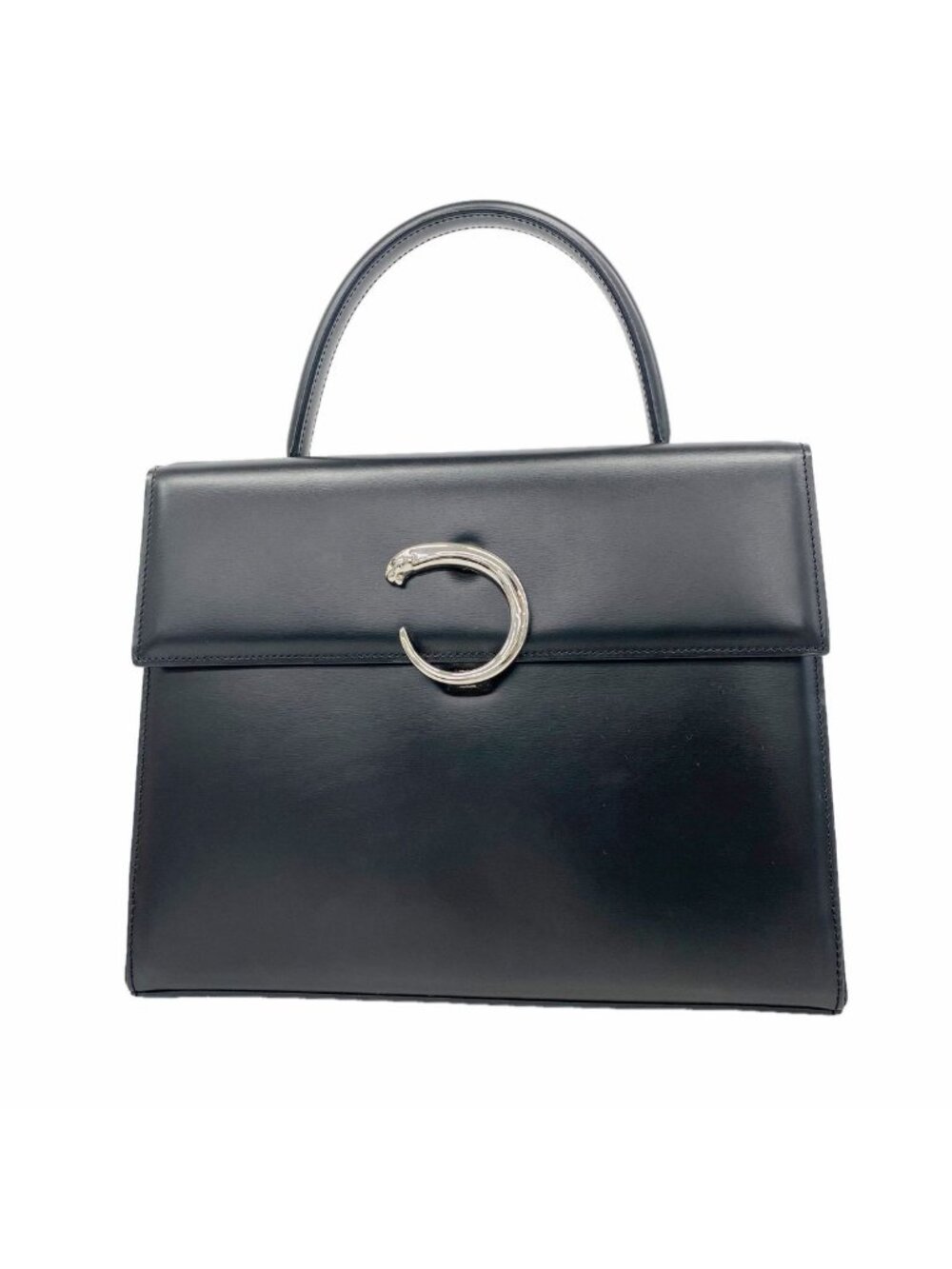 Cartier Handbag Panthere Leather Black Silver